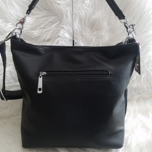 BLACK RHINESTONE BLOCK DESIGN HOBO BAG - Picture 5 of 6